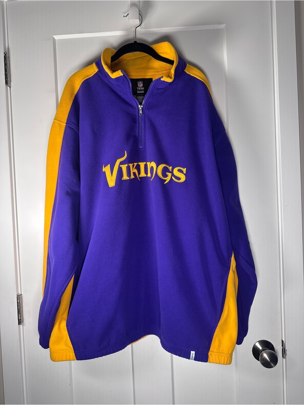 Reebok Minnesota Vikings NFL Half-Zip Fleece Pullover Purple & Gold 2xl Fanwear